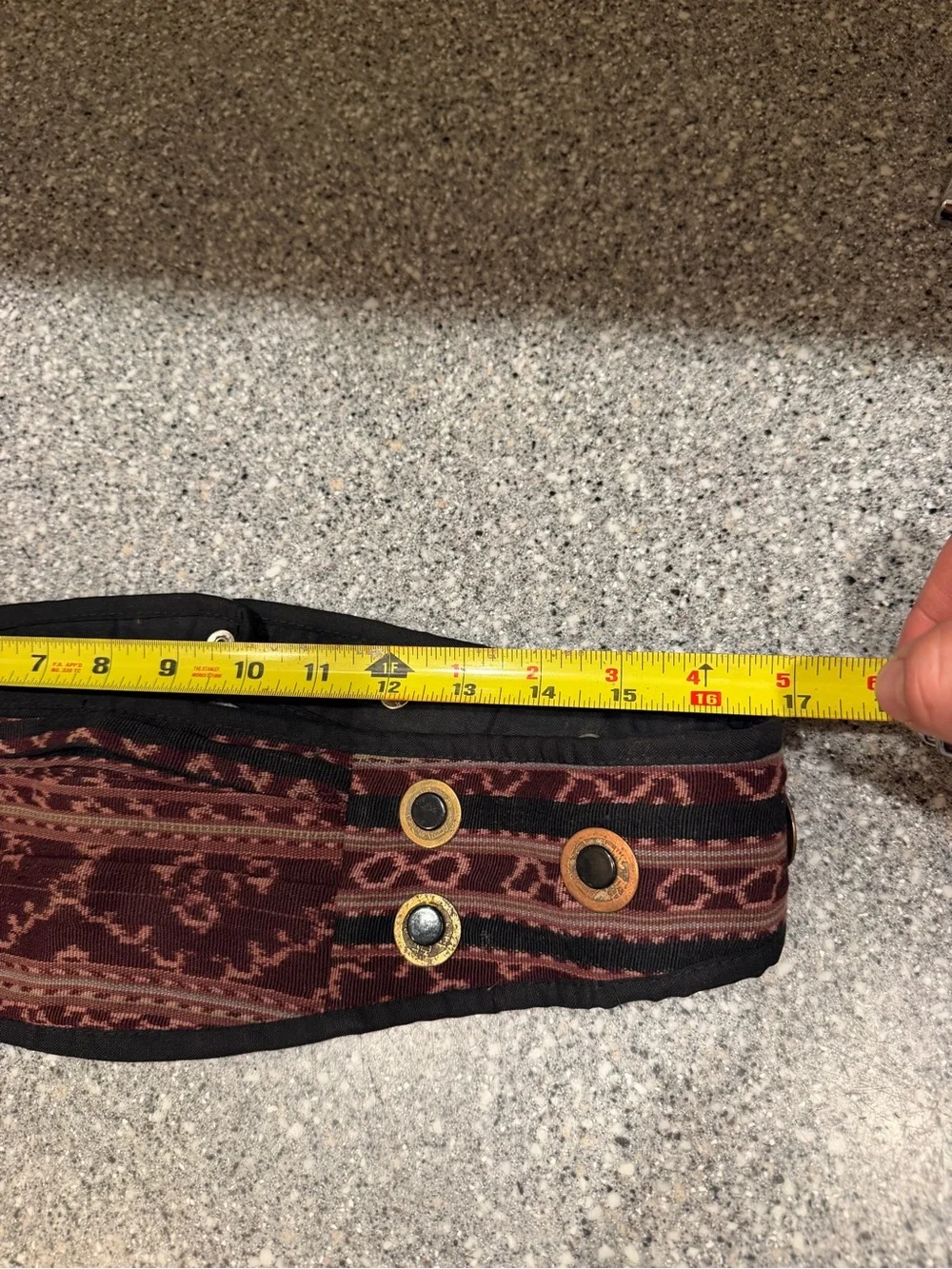 Boho Patterned  Wide Pocketed Waist Belt - Burgundy